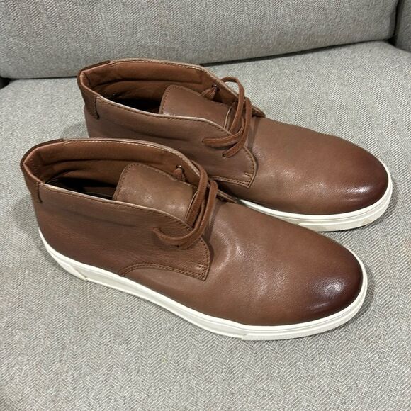 ROBERT GRAHAM Mens Boat Chukka Sneaker Brown Leather Lace-Up - Picture 1 of 6
